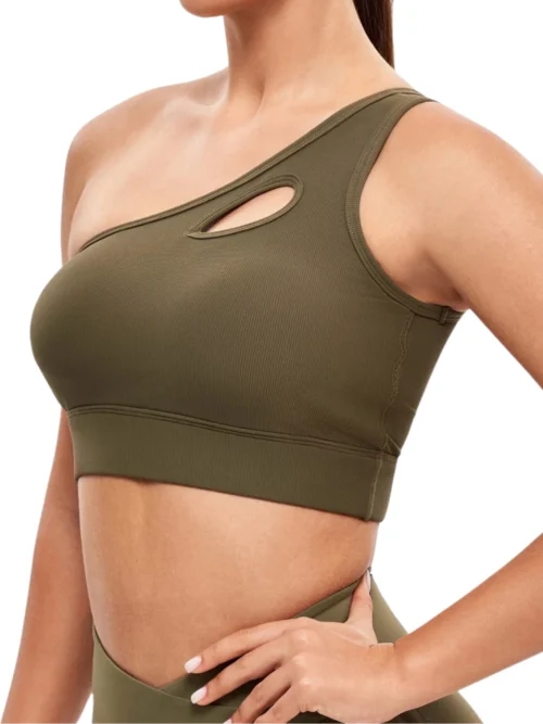 one shoulder sports bra high impact