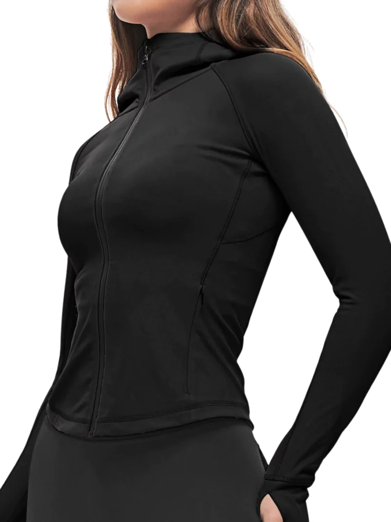 women thin fleece zip up hoodie
