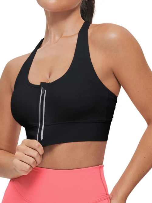 zip front sports bra
