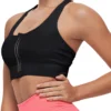 zip front sports bra high impact